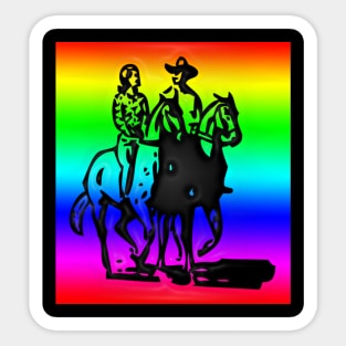 Western Era - Cowboy and Cowgirl on Horseback Sticker